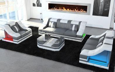 Hochwertige Couchgarnitur mit LED Beleuchtung