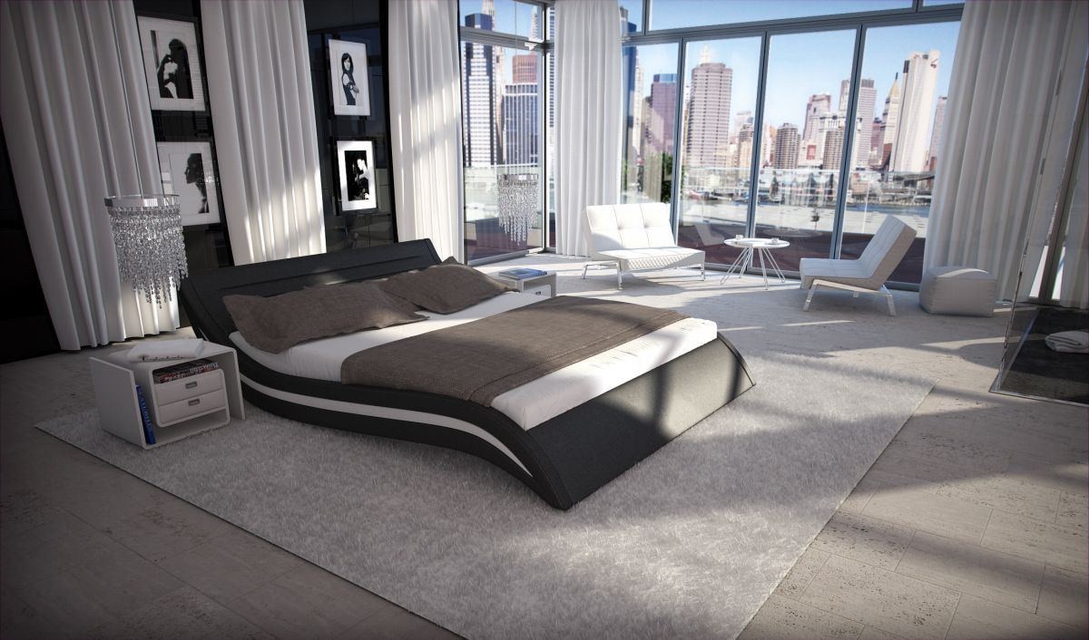 modernes Bett Accent in schwarz-weiß