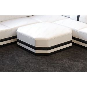 Leder Hocker Ragusa in weiss-schwarz