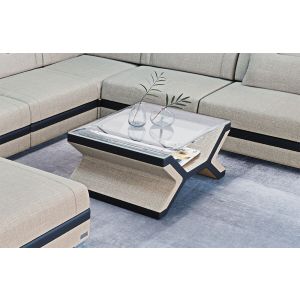 Design Couchtisch Napoli Stoff in elfenbein - Hugo1 Strukturstoff