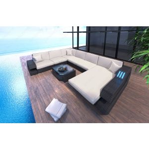 Garten Rattansofa Ravenna XXL mit Polsterauflagen in creme