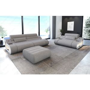 Polster Sofa Garnitur Concept 2-1 Strukturstoff in warmgrau - Hugo3