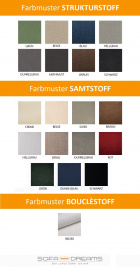 Strukturstoff / Samtstoff / Bouclestoff Farben für Loungesofas