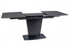 Design Esstisch Bristol mit Tischplatte aus gehärtetem Glas und Keramik / Gestellfarbe: Schwarz matt - ausziehbar