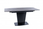 Moderner Esstisch Bristol mit Tischplatte aus gehärtetem Glas und Keramik / Gestellfarbe: Schwarz matt