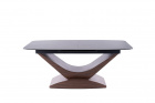 Esstisch Dolce mit Tischplatte aus gehärtetem Glas und Keramik / Gestellfarbe: Grau-Nußbaum
