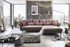 Luxus Sofa Dortmund mit Seidenglanz Stoff in hellgrau / altrosa