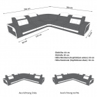 Maße vom Sofa Foggia Mini L Form mit LED und Stoffbezug