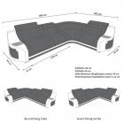 Die Maße für unser L Form Sofa Genua in Mini mit LED und Stoffbezug