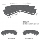 Abmessungen bzw. Maße vom Positano L Form Sofa Mini mit Beleuchtung und Stoffbezug