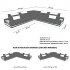 Die Maße vom Mini L Form Sofa Trivento mit LED und Stoffbezug