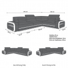 Die Abmessungen bzw. Maße vom L Form Sofa Verona Mini mit Stoffbezug
