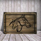 Modernes Holz Wandbild Pferde