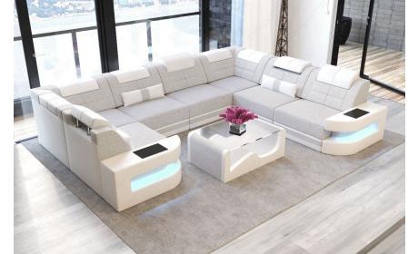 Mini Stoff Wohnlandschaft Como U-Form mit LED