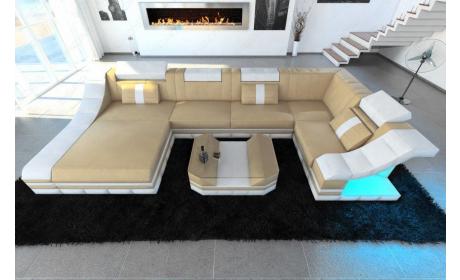 Mini Moderne Wohnlandschaft Turino U-Form mit LED