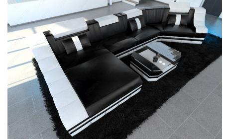 Mini Luxus Wohnlandschaft Turino C-Form mit LED