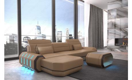 Mini Designersofa Roma L-Form mit LED-Beleuchtung