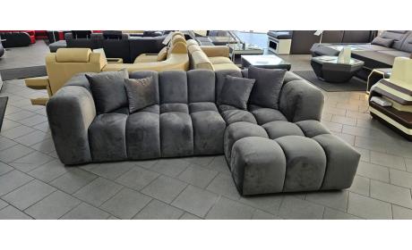 Sofa Formentera L Form kurz Samt Dunkelgrau Aussteller - Outlet