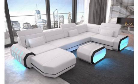 Mini XL Wohnlandschaft Roma U-Form mit LED-Beleuchtung