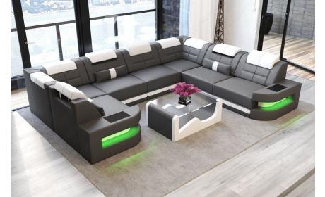 Mini Leder Couch Como mit Beleuchtung