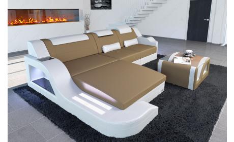 Mini Stoffcouch Materialmix Palermo L-Form LED