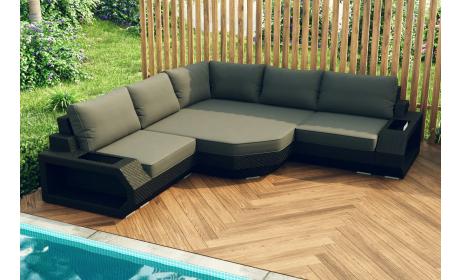 Rattansofa Asti L kurz Grau