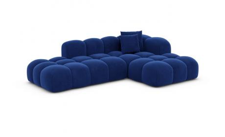 Polstersofa Formentera L Form Lounge Samt Dunkelblau - Outlet