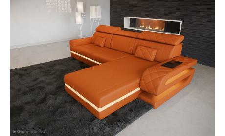 Ecksofa Bologna L Form Echtleder Hellbraun - Outlet