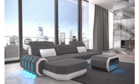 Mini Design Stoffsofa Roma L-Form mit LED – Komfort