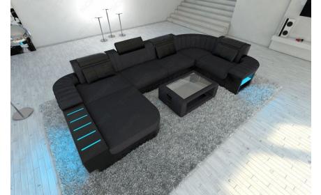 Mini Stoff Wohnlandschaft Bellagio U-Form mit LED