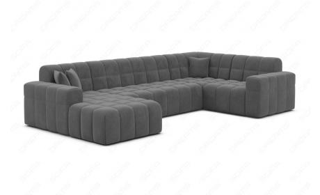 Polster Sofa Ibiza U-Form Samt Dunkelgrau - Outlet