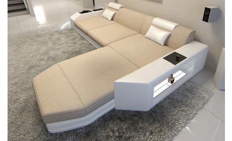 Mini Stoffsofa Prato L-Form im Materialmix – Komfort