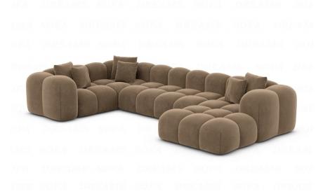 Polster Wohnlandschaft Formentera U Form Samt Braun - Outlet