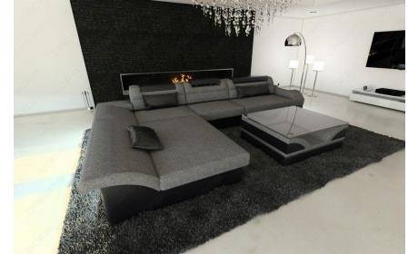 Stoff-Couch Monza L-Form mit LED-Beleuchtung