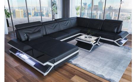 Mini XXL Leder Wohnlandschaft Napoli – Komfort & Design