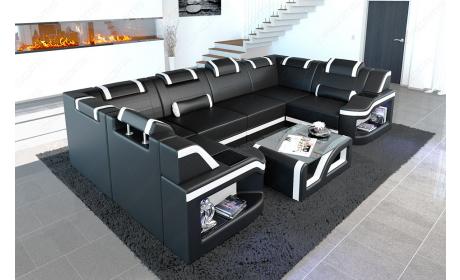 Mini Leder Wohnlandschaft Padua U-Form