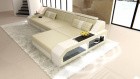 Ledersofa Arezzo L Form Sofa in der Farbe Beige-Weiß