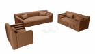 Design Polster Sofa Garnitur Neapel 3-2-1 mit Antarastoff Bezug - Bison