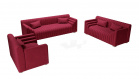 Design Polster Sofa Garnitur Neapel 3-2-1 mit Antarastoff Bezug - Bordo