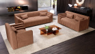 Design Polster Sofa Garnitur Neapel 3-2-1 mit Antarastoff Bezug - Choco