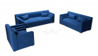 Design Polster Sofa Garnitur Neapel 3-2-1 mit Antarastoff Bezug - Cobalt