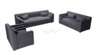 Design Polster Sofa Garnitur Neapel 3-2-1 mit Antarastoff Bezug - Grey