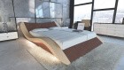 Design Wasserbett Frankfurt mit LED Beleuchtung in braun Mineva5 - Nebenfarbe sand-beige