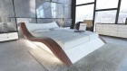 Design Bett Frankfurt in dunkelbraun Nebenfarbe weiss