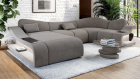 Design Polster Sofa Cardito U Form mit Antarastoff Bezug komplett in der Farbe Elephant
