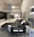 Designer Couch Prato L Form Beleuchtung schwarz-weiss
