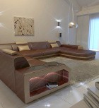 Sofa Wohnlandschaft Prato XXL in dunkelbraun sandbeige
