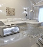 Sofa Wohnlandschaft Presto Ledersofa in Weiß