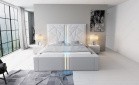 Designerbett Imperia Leder in weiß mit weissem Seitenkasten