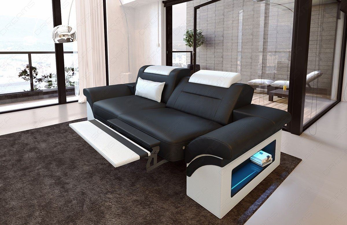 Leder 2 Sitzer Monza – modernes Sofa in Schwarz-Weiß